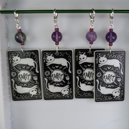Black Cat Tarot Cards Earrings & Stitch Markers