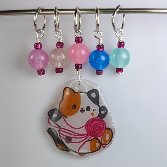 Naughty Calico Earrings & Stitch Markers