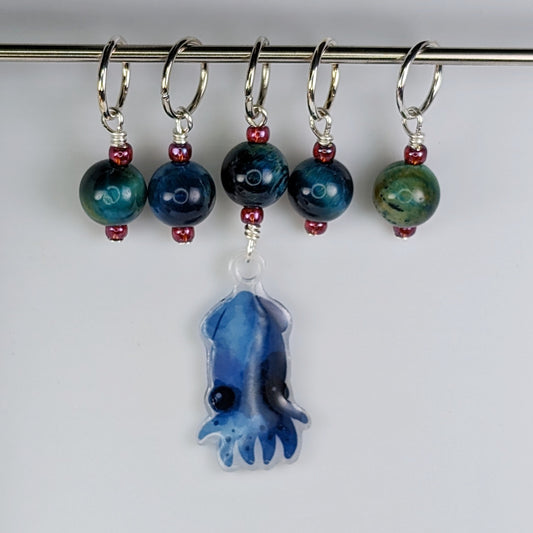 Watercolor Squid Earrings & Stitch Markers