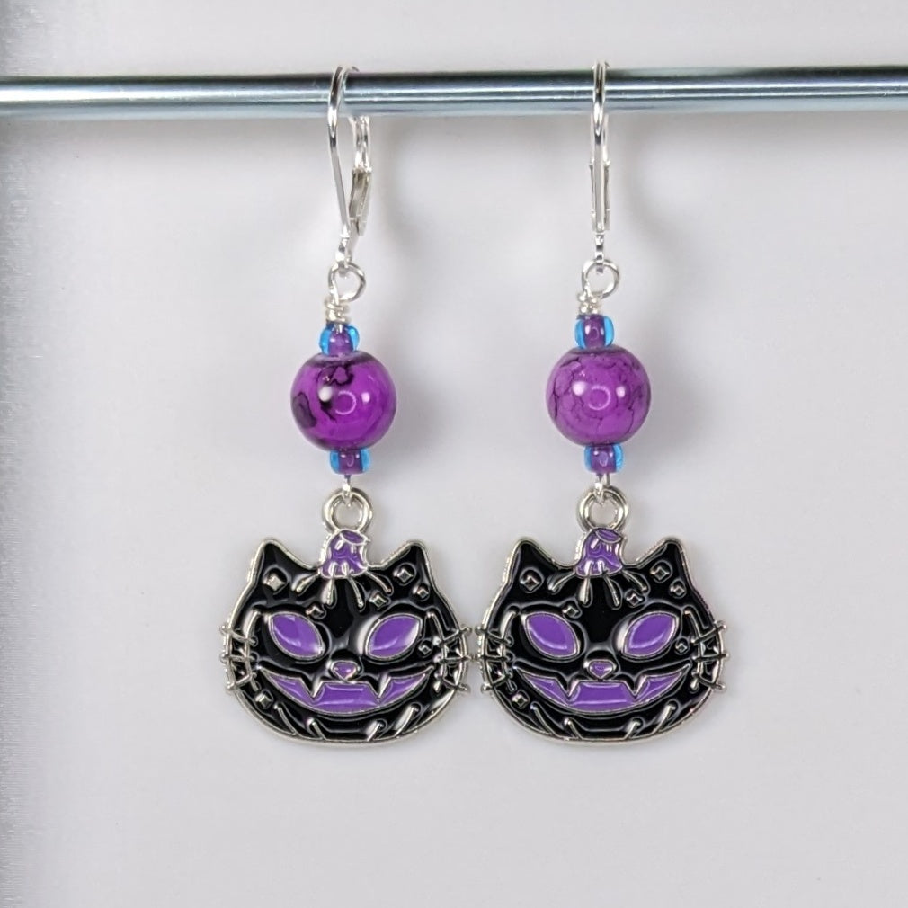 Cat o' Lantern Earrings & Stitch Markers