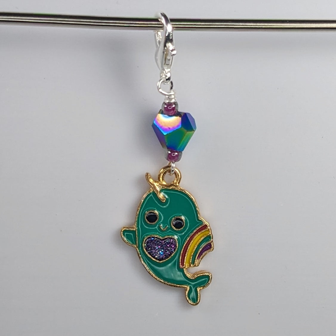 Rainbow Enamel Narwhal Earrings & Markers