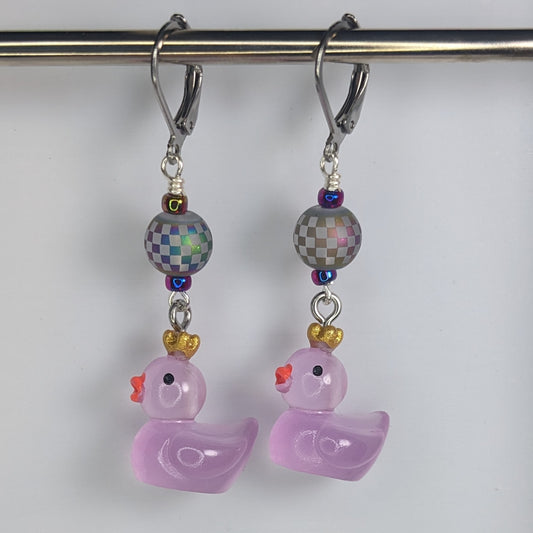 Royal Resin Rubber Duckie Stitch Markers & Earrings