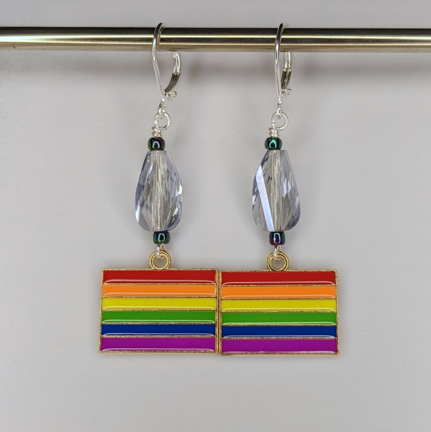 Enamel Pride Flag Earrings & Stitch Markers