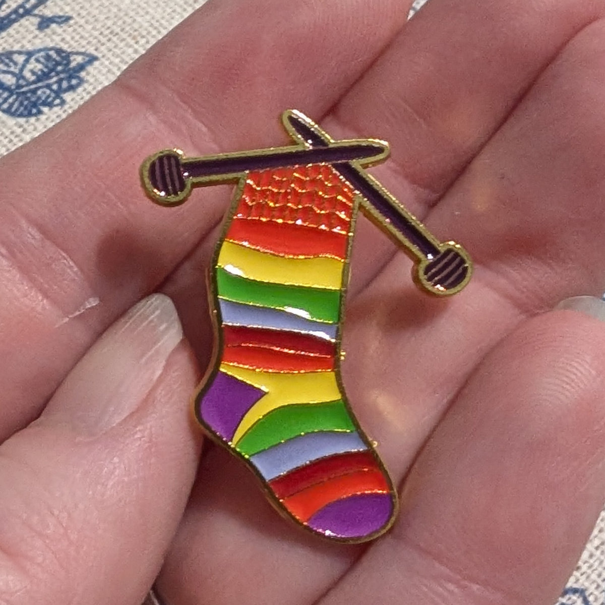 Rainbow Sock Enamel Pin