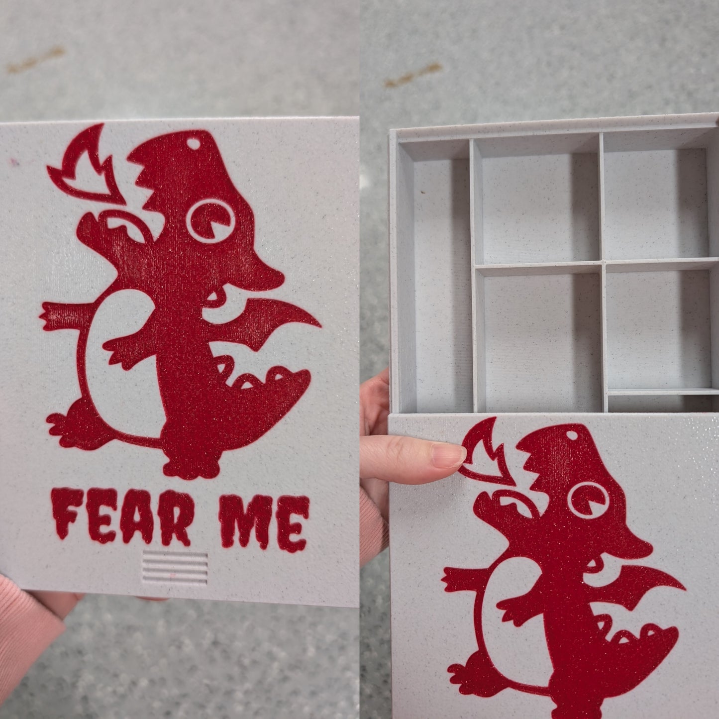 3D printed Notions Box--Fearsome Baby Dragon