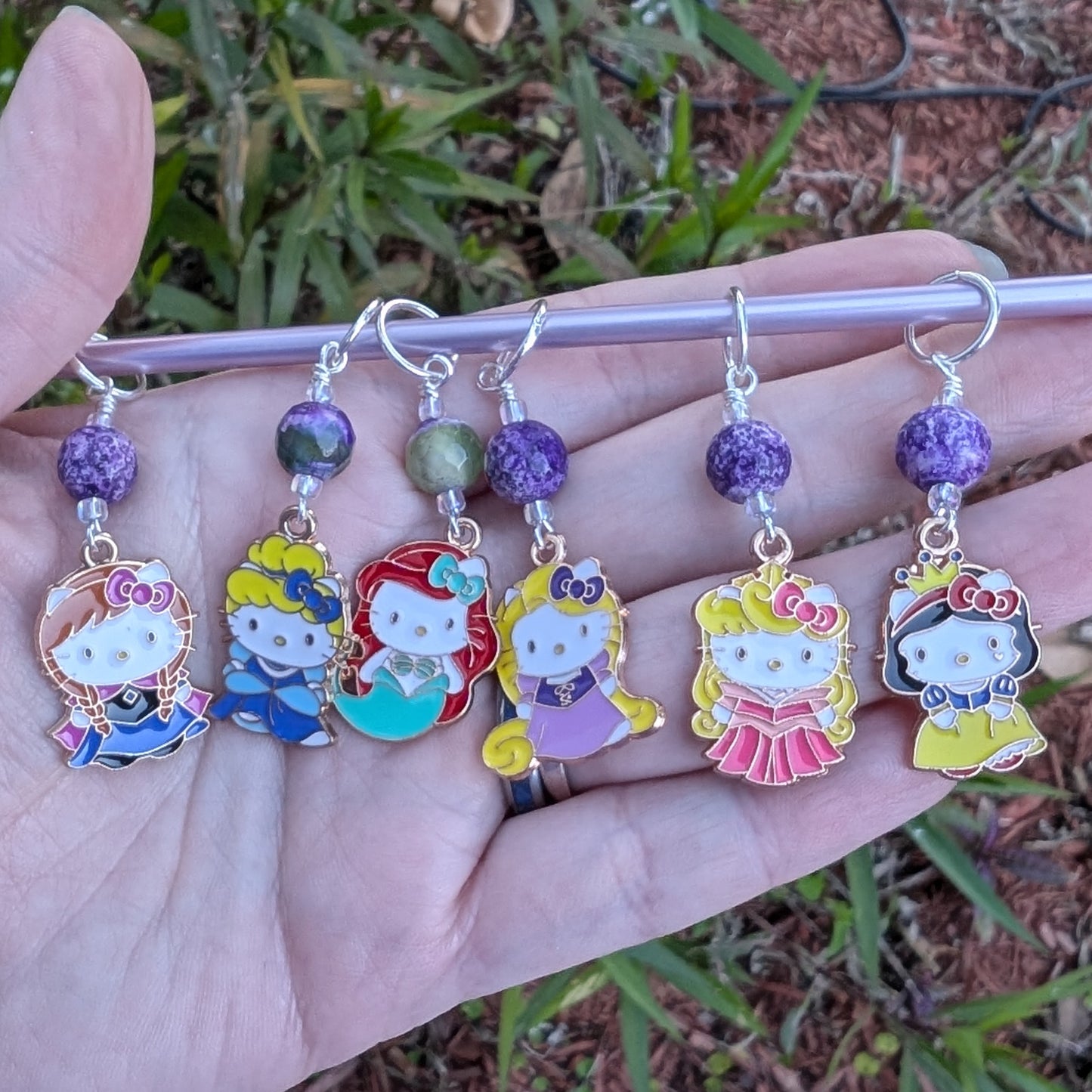 Hello Princess Kitty Stitch Markers & Earrings