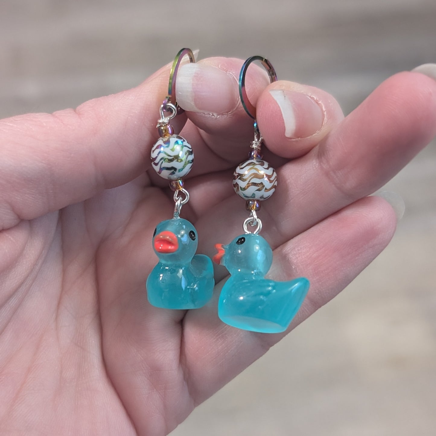 Resin Rubber Duckie Stitch Markers & Earrings