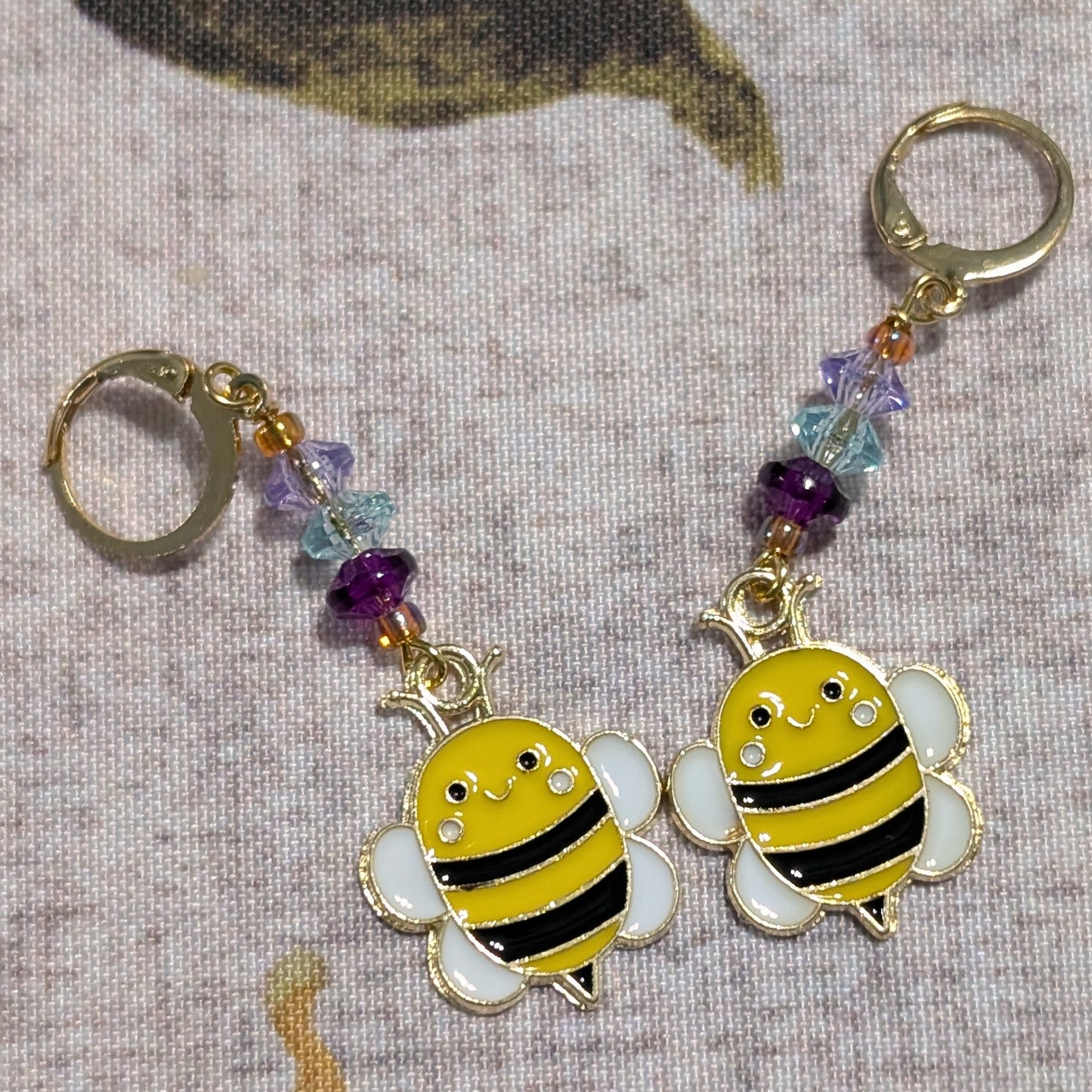 Cartoon Bees Earrings & Stitch Markers