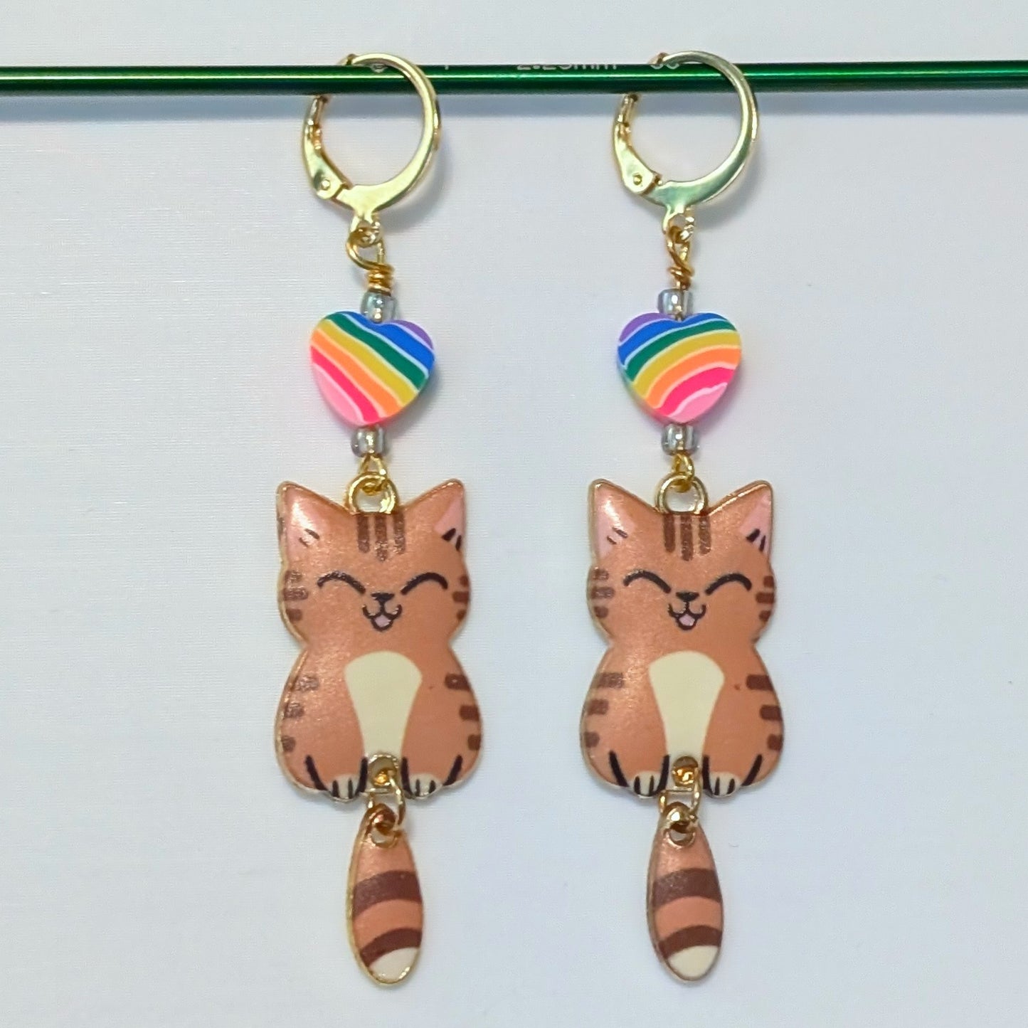 Swing Tail Cat Stitch Markers & Earrings