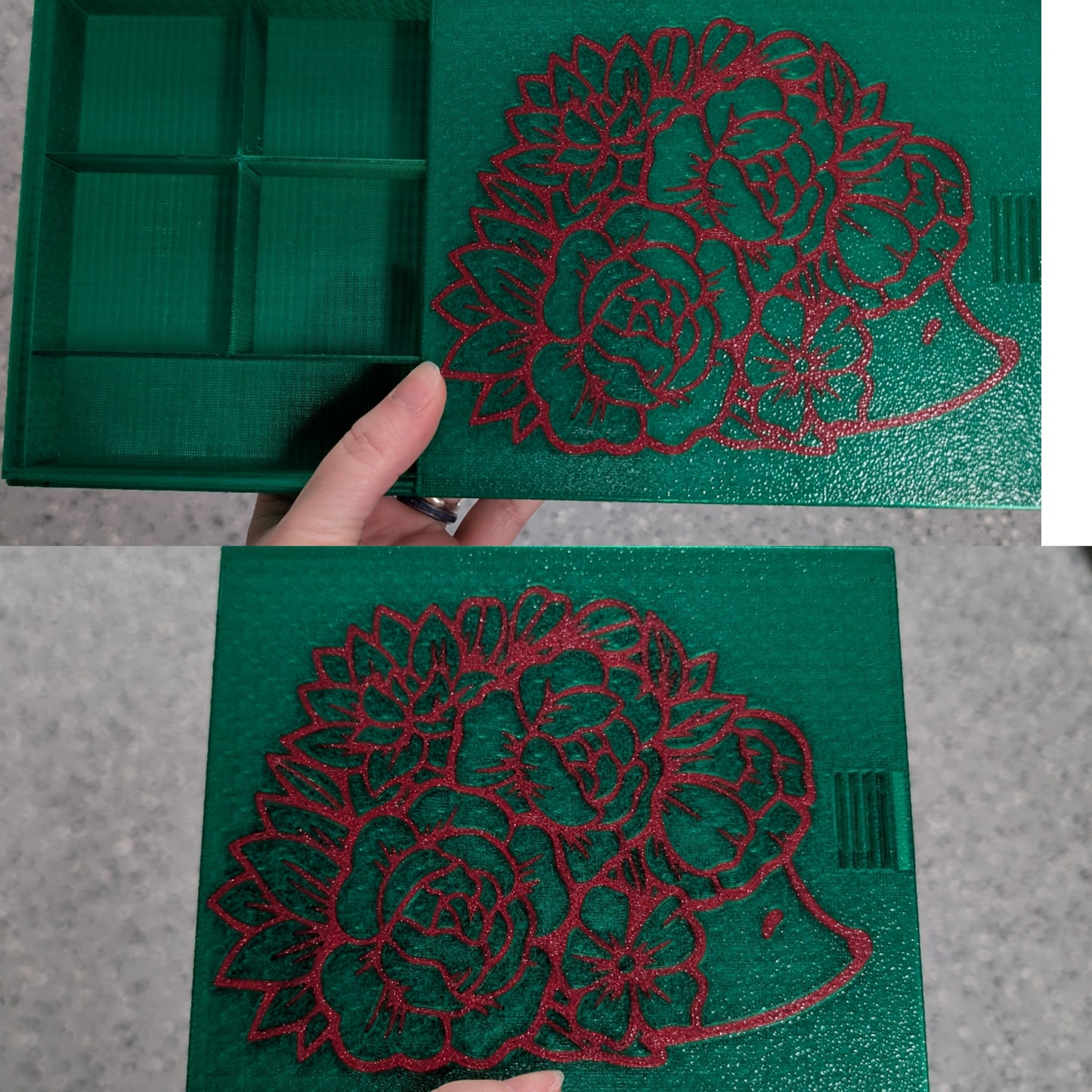 3D printed Notions Box--Floral Hedgehog