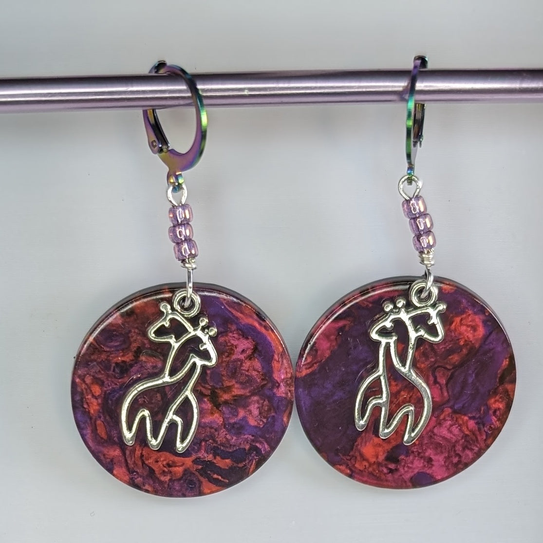 Giraffe Hug Outline Earrings & Stitch Markers