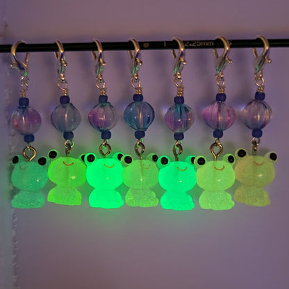 Resin Frogs (Glow in the Dark) Earrings & Stitch Markers