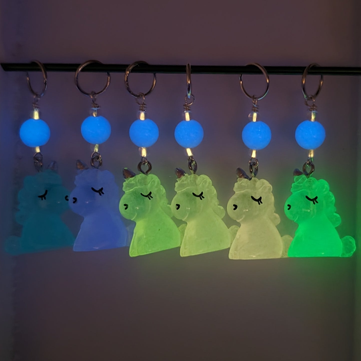 Resin Unicorns (Glow in the Dark) Earrings & Stitch Markers