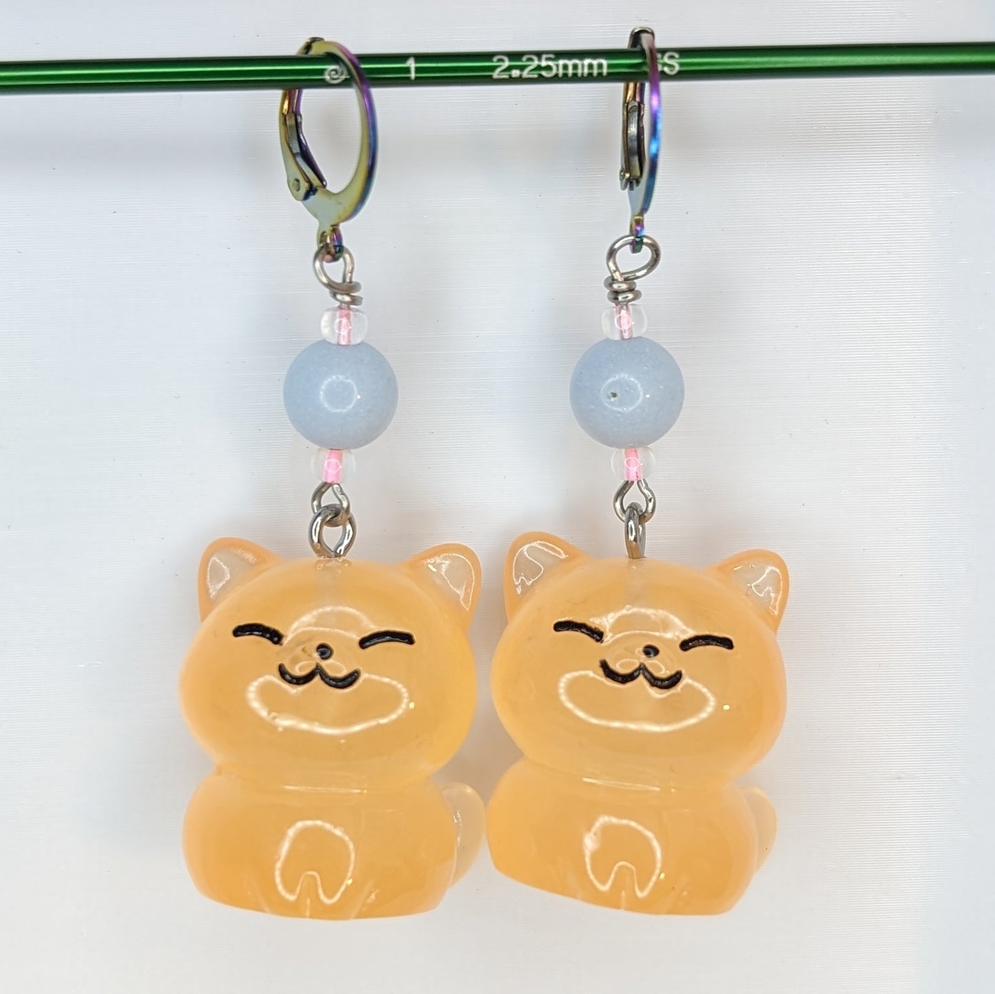 Resin Cat (Glow in the Dark) Earrings & Stitch Markers (Large)