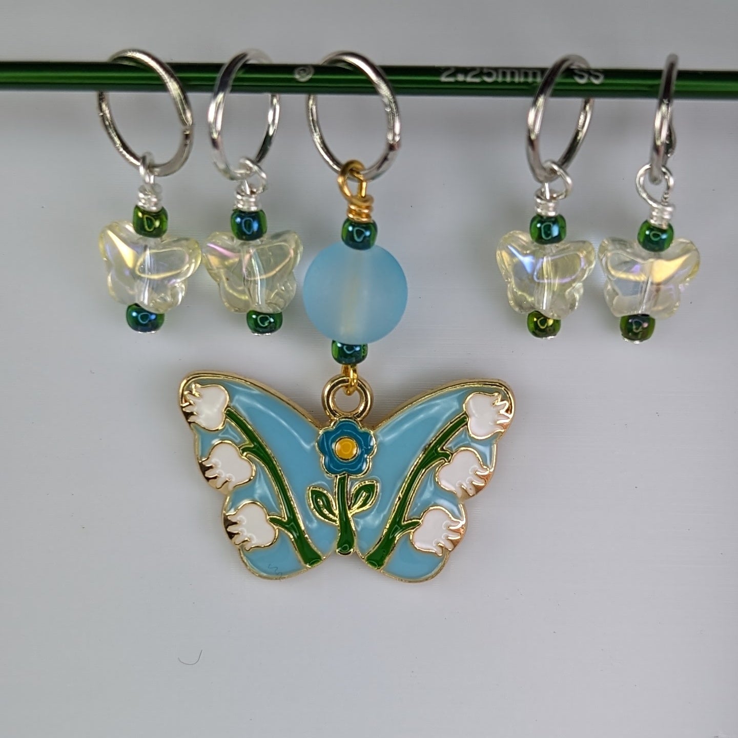 Lily of the Valley Butterflies Earrings & Stitch Markers
