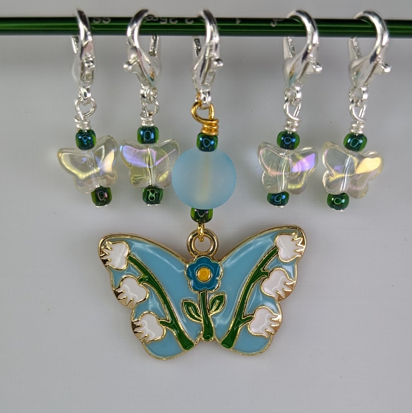 Lily of the Valley Butterflies Earrings & Stitch Markers