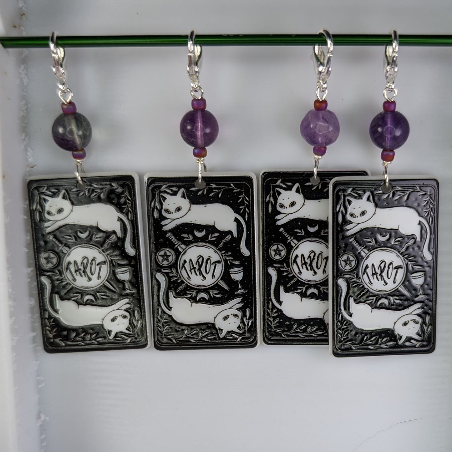 Black Cat Tarot Cards Earrings & Stitch Markers