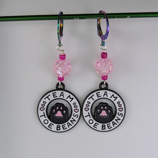 Team Toe Beans Earrings & Stitch Markers