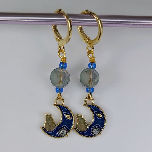Moon Cat Earrings & Stitch Markers