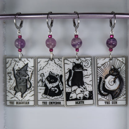 Black Cat Tarot Cards Earrings & Stitch Markers