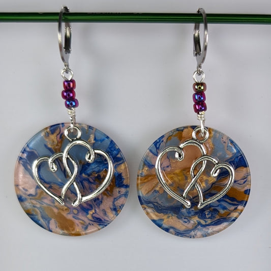 Entwined Hearts Earrings & Stitch Markers