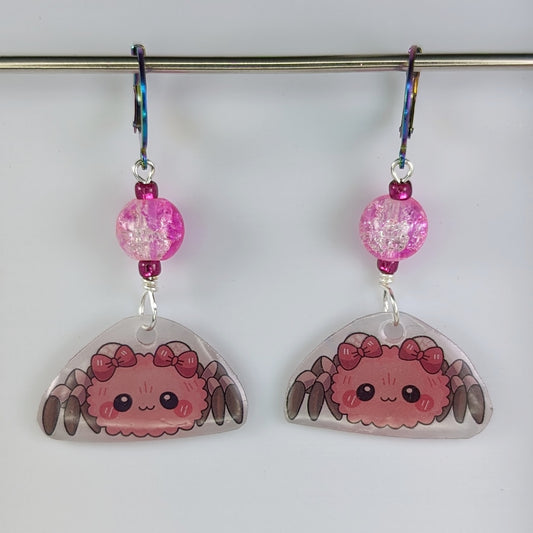 Jumping Spider Earrings & Stitch Markers