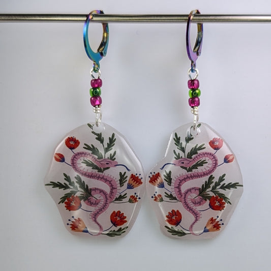 Thistle Snake Earrings & Stitch Markers