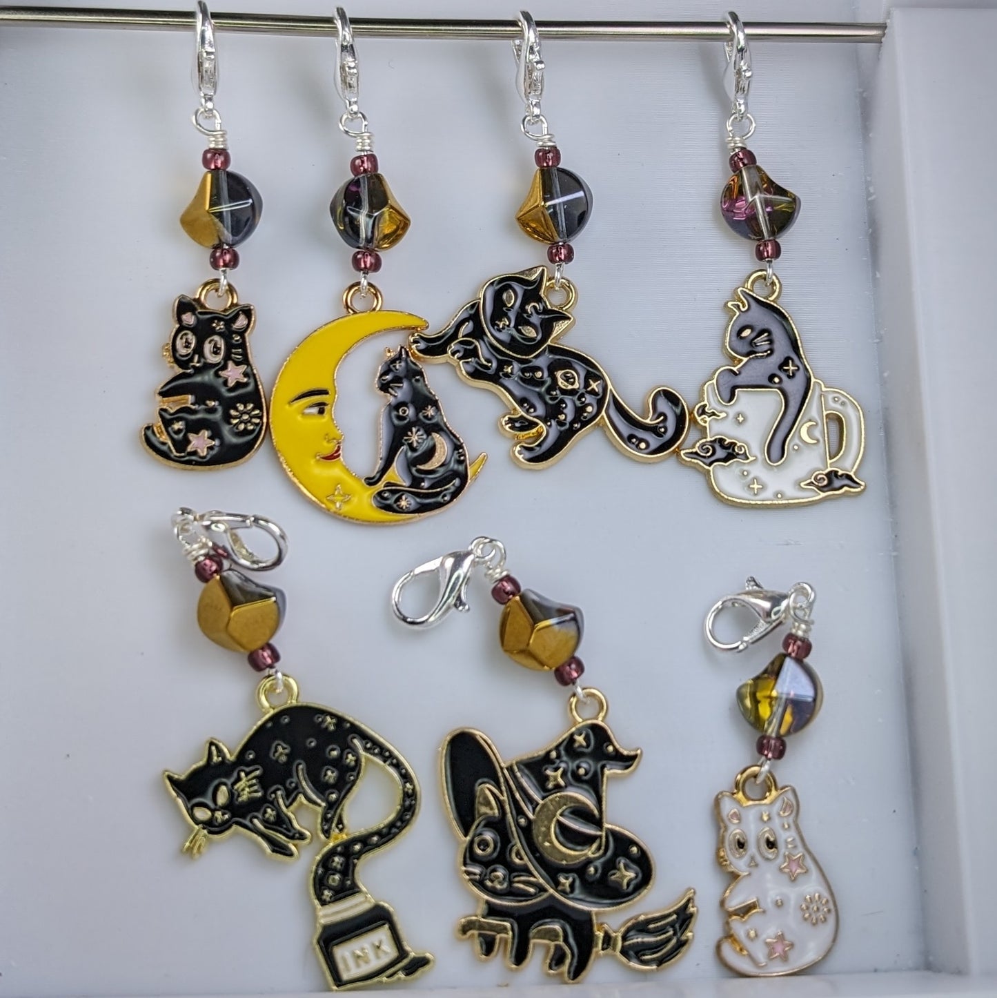 Witch's Familiar Stitch Markers & Earrings