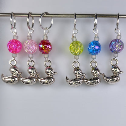 Metallic Rubber Duckie Earrings & Stitch Markers