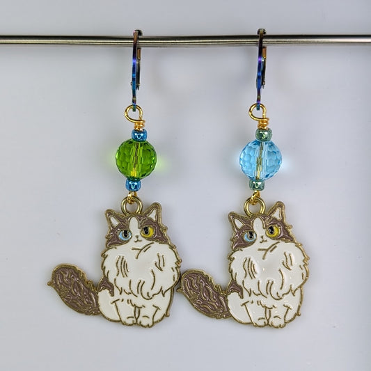 Heterochromia Cat Stitch Markers & Earrings