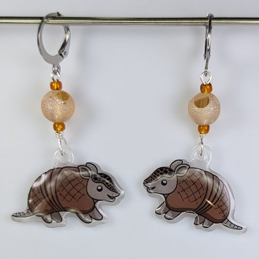 Cartoon Armadillo Earrings & Stitch Markers