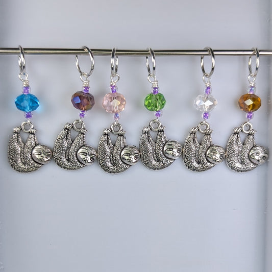 Sloth (Silver Toned)Stitch Markers & Earrings