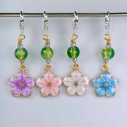 Iridescent Forget Me Nots Stitch Markers & Earrings