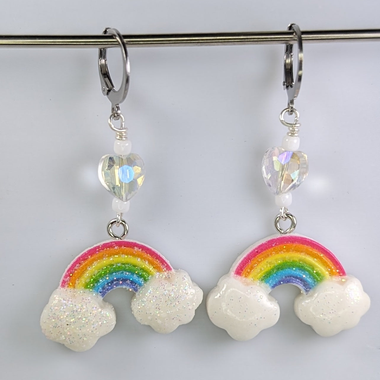 Glitter Rainbows Earrings & Stitch Markers