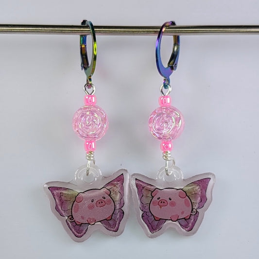 Fairy Pig Earrings & Stitch Markers