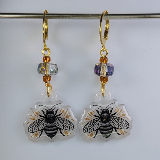 Outline Bees Earrings & Stitch Markers