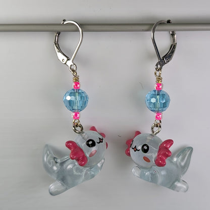 Resin Axolotl Earrings & Stitch Markers