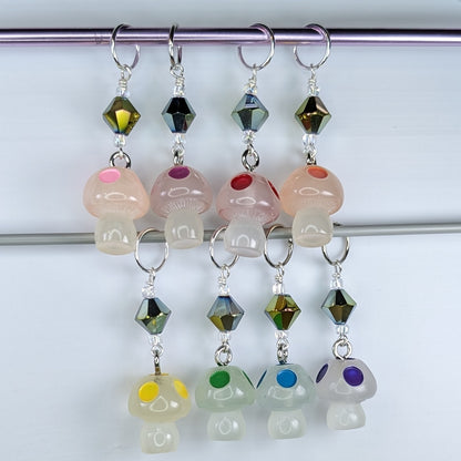 Resin Mushrooms (Glow in the Dark) Earrings & Stitch Markers