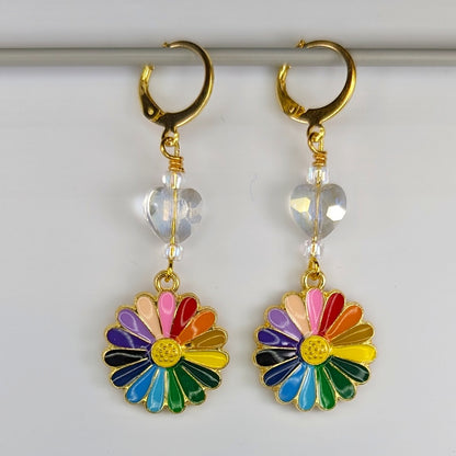 Rainbow Flowers Markers & Earrings