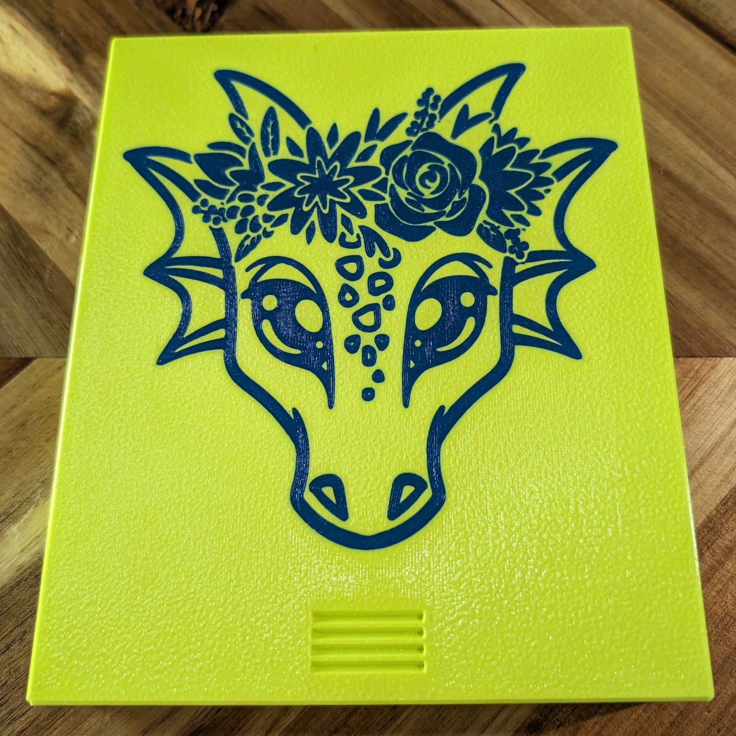 3D printed Notions Box--Floral Crown Dragon