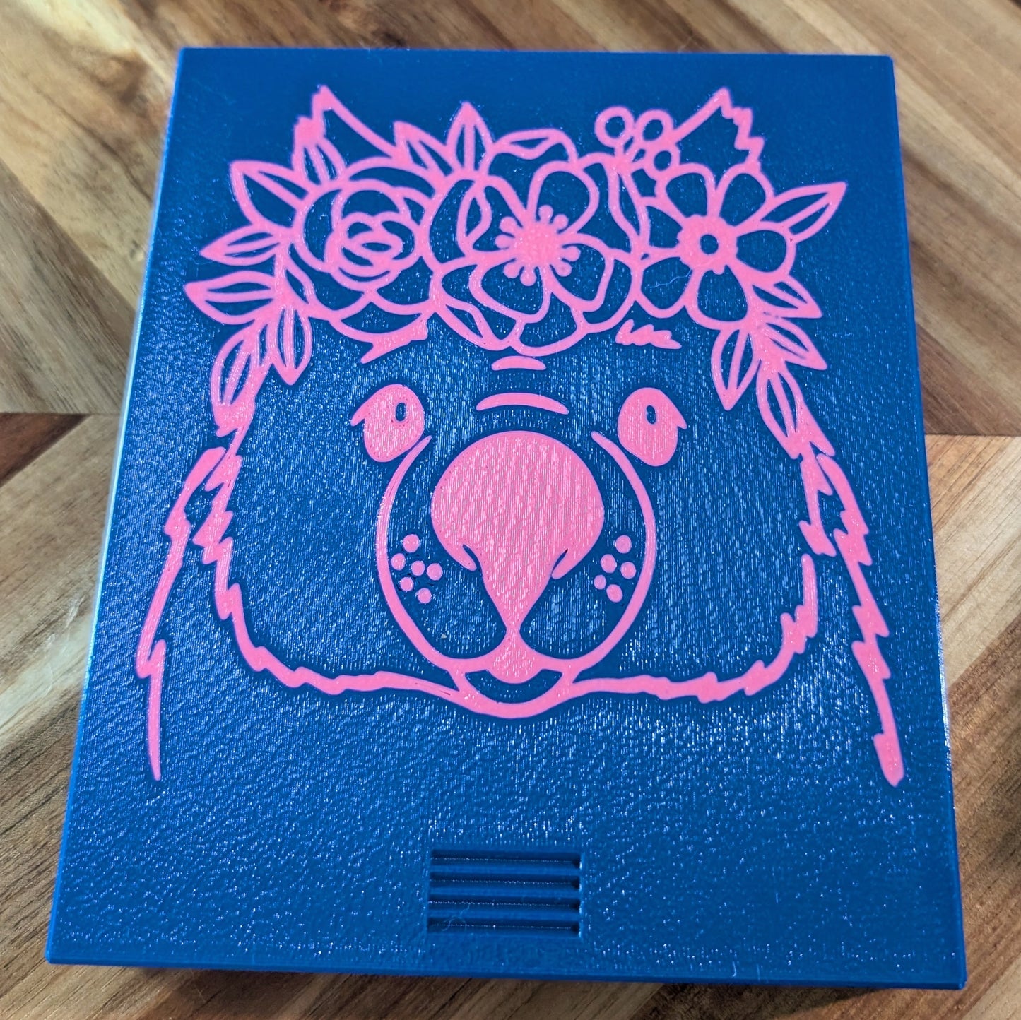 3D printed Notions Box--Floral Wombat