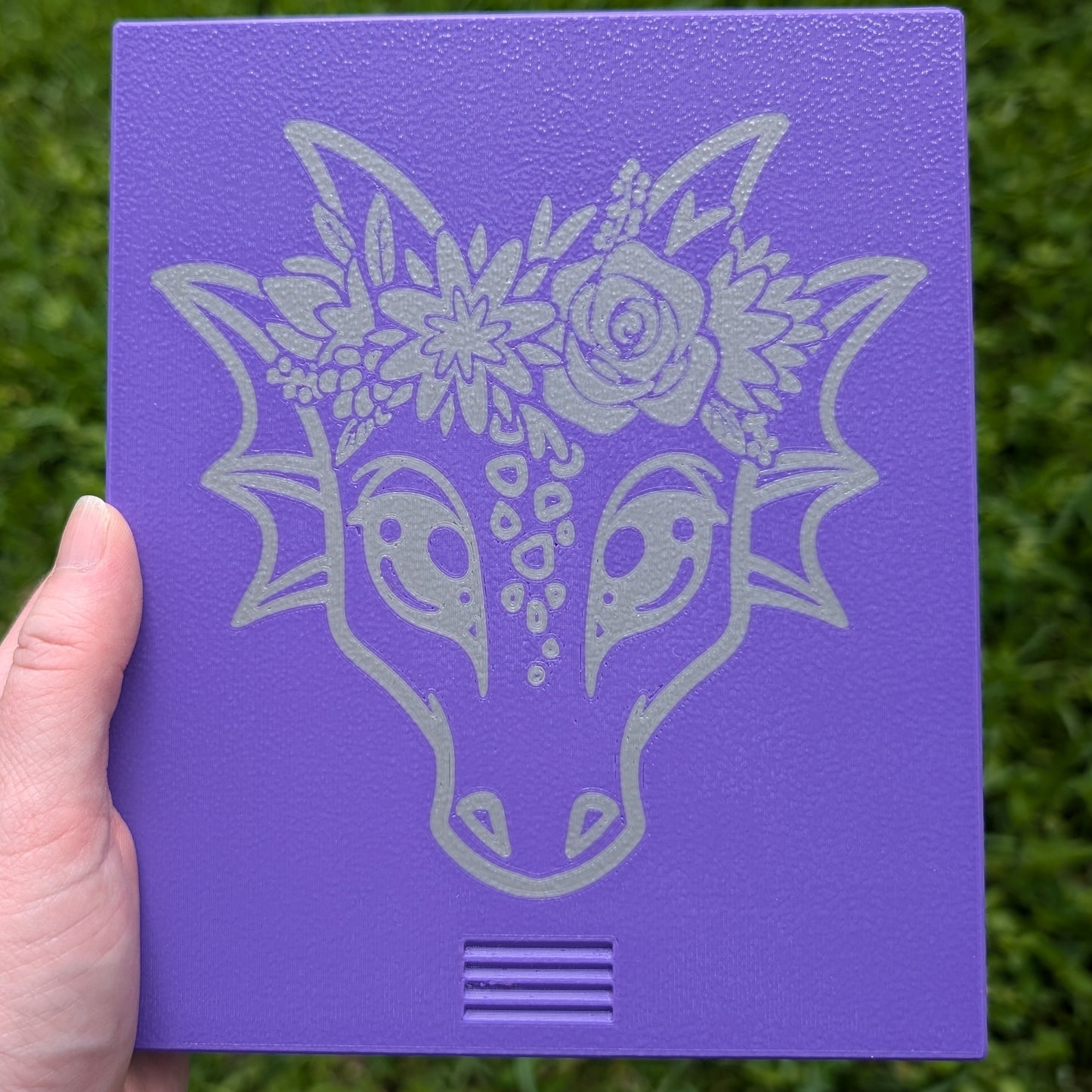 3D printed Notions Box--Floral Crown Dragon