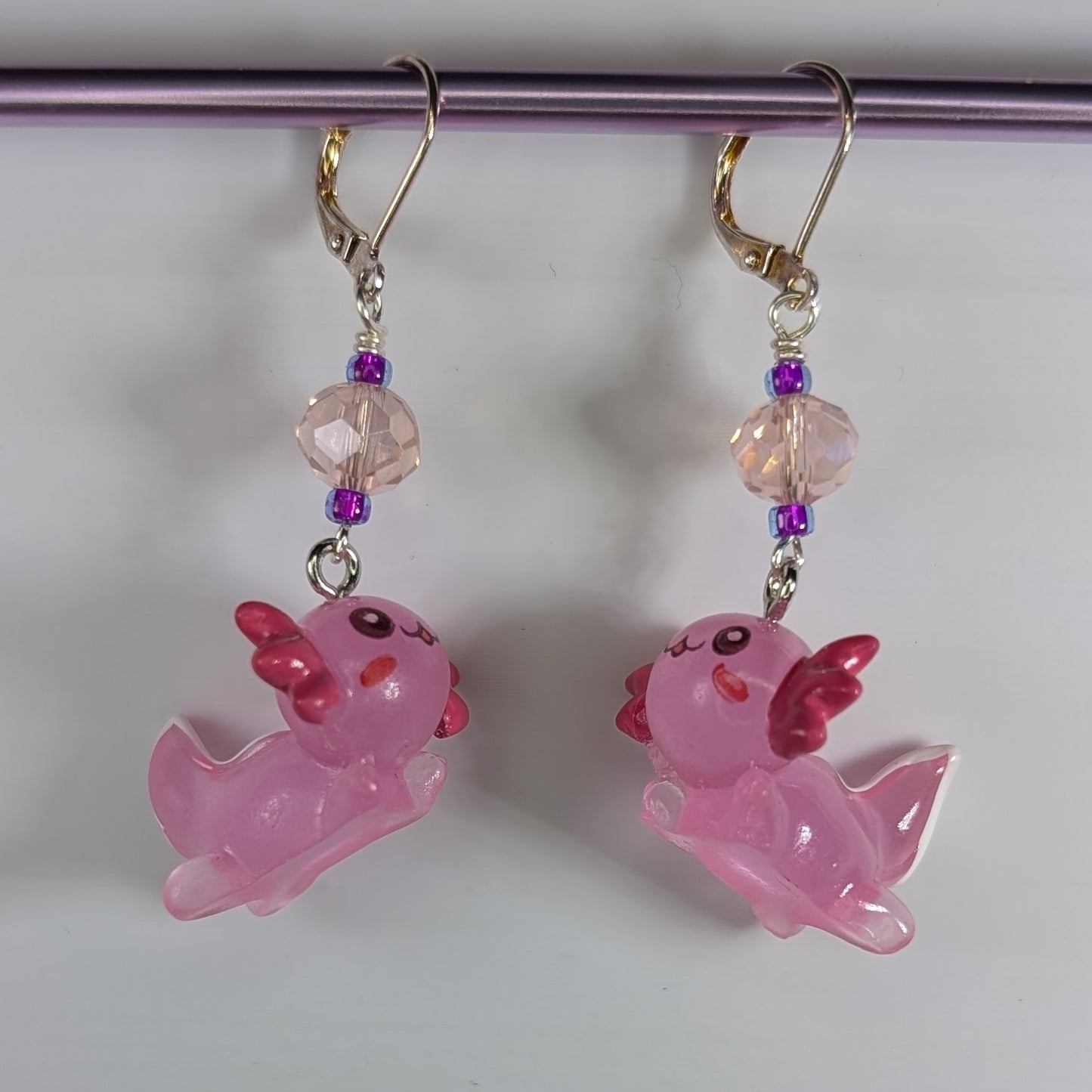 Resin Axolotl Earrings & Stitch Markers