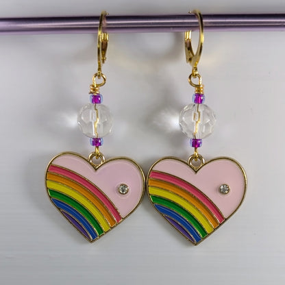 Heart Rainbow Enamel Markers & Earrings