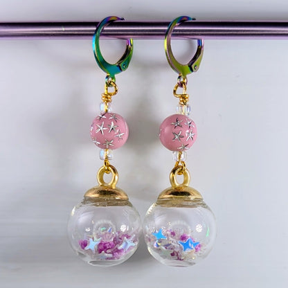 Glitter Globe Earrings & Stitch Markers