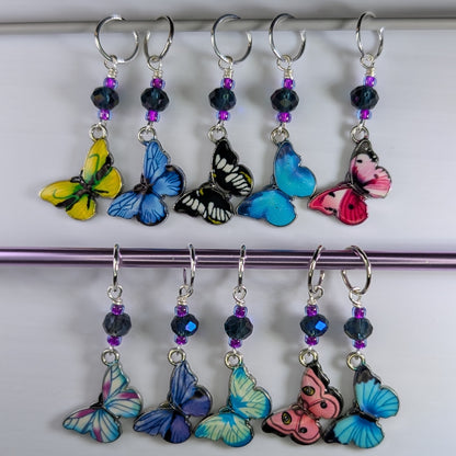 Enamel Small Butterfly Earrings & Stitch Markers