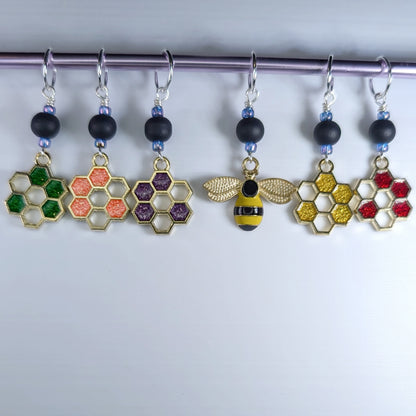 Enamel Bee Earrings & Stitch Markers