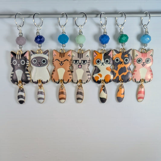 Swing Tail Cat Stitch Markers & Earrings