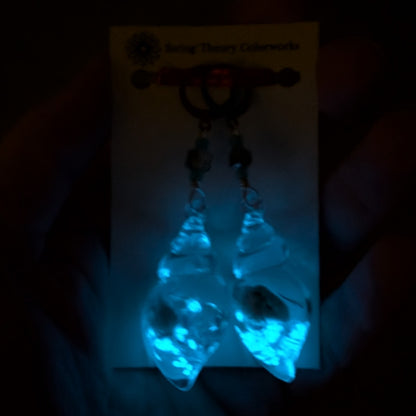 Resin Nested Seashells Glow in the Dark Stitch Markers & Earrings