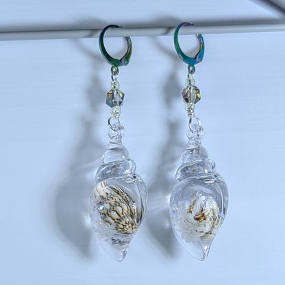 Resin Nested Seashells Glow in the Dark Stitch Markers & Earrings